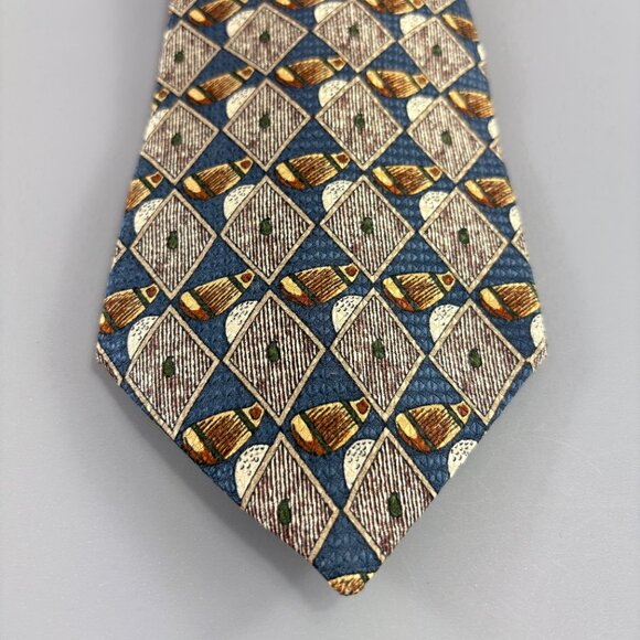 Corporate Casual Ven Heusen Blue / Gold Golf Clubs Men's Tie 4" x 59" - Picture 2 of 4
